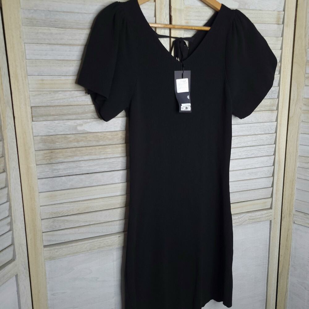 💛3/$15 NWT ONLY Womens Dress Small Womens Black Ribbed Stretchy Short Sleeve New